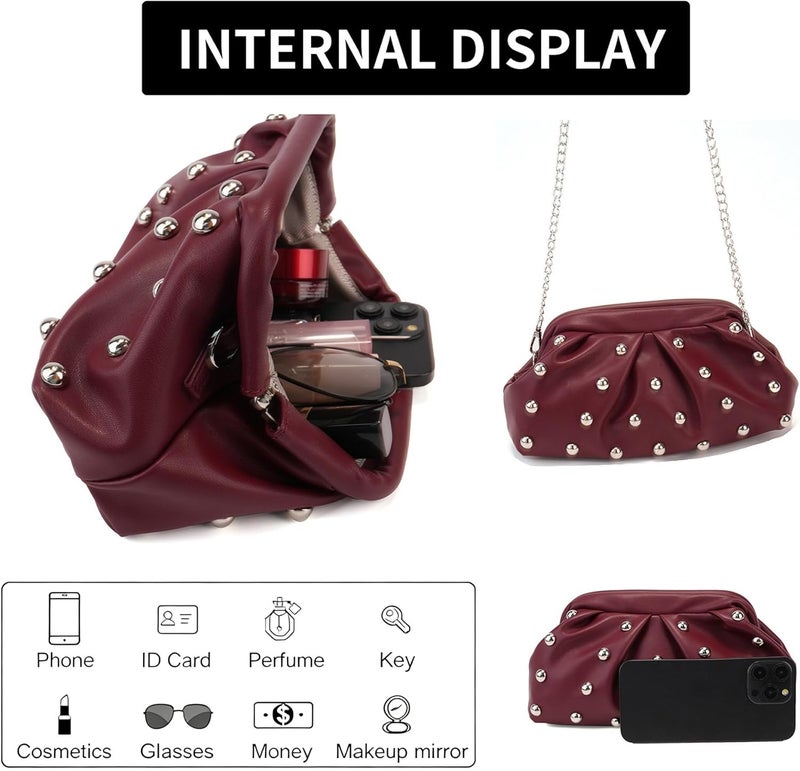 KingTo Store Clutch Purses for Women, Soft Cloud Bag Fashion Dumpling with Ruched Pouch Handbag for Crossbody Shoulder - Image 2